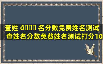 查姓 🍀 名分数免费姓名测试（查姓名分数免费姓名测试打分100）